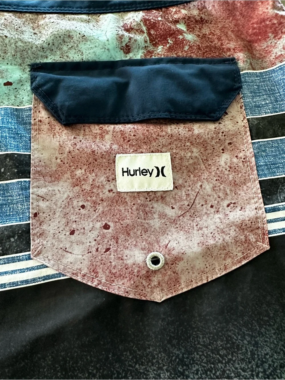 Hurley Men’s Blue Gradient Stripe Swim Trunks Size 36